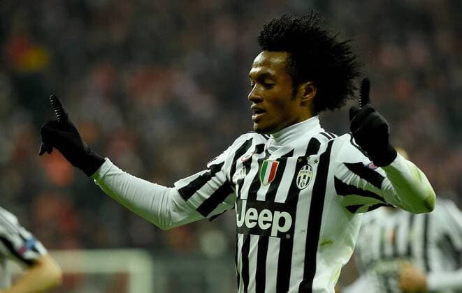 16.03.2016, xjhx, Fussball Champions League, FC Bayern Muenchen - Juventus Turin, emspor, v.l. Juan Cuadrado (Juventus Turin) Torjubel, Goal celebration, celebrate the goal zum 0:2