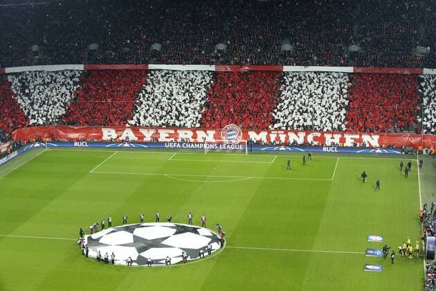 16.03.2016, Fussball Championsleague 2015 2016, Achtelfinale Rückspiel, FC Bayern München - Juventus Turin, in der Allianzarena München. Fanchoreografie der Bayernfans. 