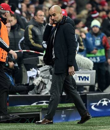 16.03.2016, xjhx, Fussball Champions League, FC Bayern Muenchen - Juventus Turin, emspor, v.l. Josep Pep Guardiola (Trainer FC Bayern Muenchen) enttaeuscht, enttaeuscht schauend, dissapointed