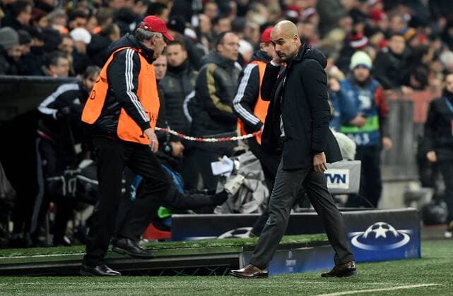 16.03.2016, xjhx, Fussball Champions League, FC Bayern Muenchen - Juventus Turin, emspor, v.l. Josep Pep Guardiola (Trainer FC Bayern Muenchen) enttaeuscht, enttaeuscht schauend, dissapointed