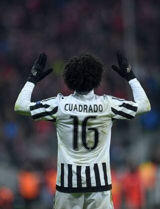 FUSSBALL CHAMPIONS LEAGUE SAISON 2015 2016 ACHTELFINALE RUECKSPIEL FC Bayern Muenchen - Juventus Turin 16.03.2016 Torjubel nach dem 0:2: Juan Cuadrado (Juventus Turin) 