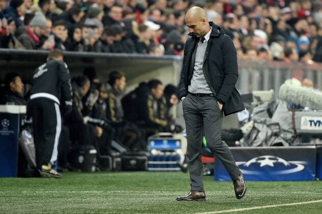 16.03.2016, xjhx, Fussball Champions League, FC Bayern Muenchen - Juventus Turin, emspor, v.l. Josep Pep Guardiola (Trainer FC Bayern Muenchen) enttaeuscht, enttaeuscht schauend, dissapointed
