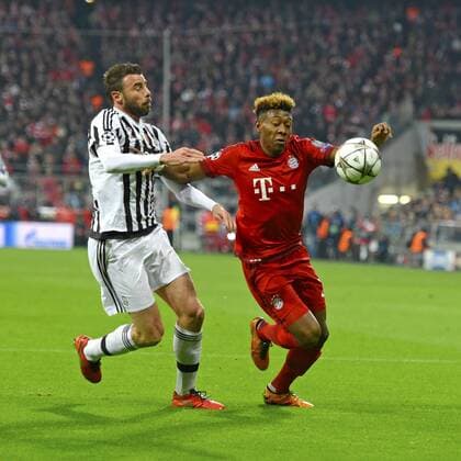 16.03.2016, Fussball Championsleague 2015 2016, Achtelfinale Rückspiel, FC Bayern München - Juventus Turin, in der Allianzarena München. v.li: Andrea Barzagli (Turin) gegen David Alaba (FC Bayern München). 