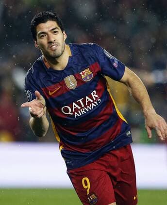 FC Barcelona Barca Uruguayan forward Luis Suarez celebraetes his goal before Arsenasl FC during a Champions League round 16 match held at Camp Nou stadium in Barcelona, Catalonia, Spain, 16 March 2016. BARCELONA VS ARSENAL !ACHTUNG: NUR REDAKTIONELLE NUTZUNG!  BAR019 20160316-635937637228094982