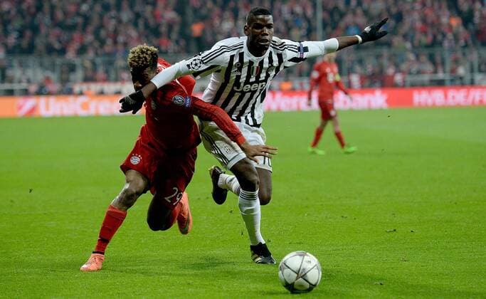 16.03.2016, xjhx, Fussball Champions League, FC Bayern Muenchen - Juventus Turin, emspor, v.l. Kingsley Coman (FC Bayern Muenchen), Paul Pogba (Juventus Turin)