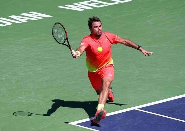 March 16, 2016: Stan Stanislas Wawrinka of Switzerland in action against David Goffin of Belgium during the 2016 BNP Paribas Open at Indian Wells Tennis Garden in Indian Wells, California. TENNIS 2016: BNP Paribas Open MAR 16 - ZUMAcb8_
