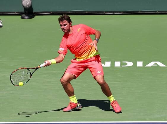March 16, 2016: Stan Stanislas Wawrinka of Switzerland in action against David Goffin of Belgium during the 2016 BNP Paribas Open at Indian Wells Tennis Garden in Indian Wells, California. TENNIS 2016: BNP Paribas Open MAR 16 - ZUMAcb8_