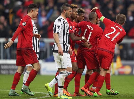 SOCCER - CL, Bayern vs Juventus MUNICH,GERMANY,16.MAR.16 - SOCCER - UEFA Champions League, Round of 16, FC Bayern Muenchen vs Juventus Turin. Image shows the rejoicing of FC Bayern Muenchen. GEPAxpictures xThomasxBachun