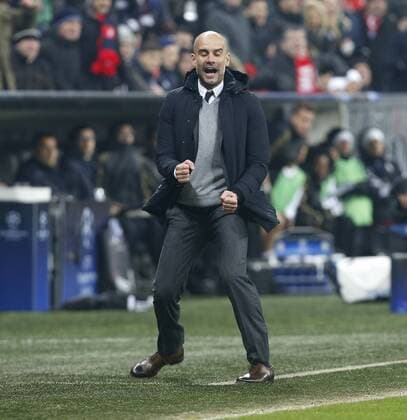 Jubel Bayern, Trainer Josep Pep Guardiola (Bayern) . FC Bayern München-Juventus Turin . München, GER, 16.03.2016, Achtelfinale Rückspiel, Fussball-Champions League 2015-2016 .