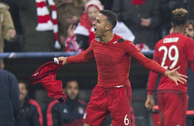 München, 16.03.2016, Allianz Arena Torjubel: Thiago Alcantara (FCB) FC Bayern München vs. Juventus Turin mm