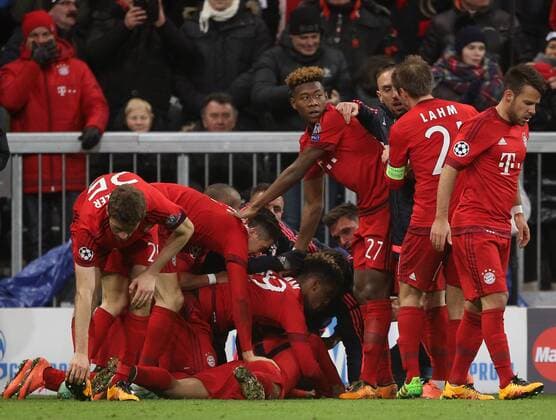 SOCCER - CL, Bayern vs Juventus MUNICH,GERMANY,16.MAR.16 - SOCCER - UEFA Champions League, Round of 16, FC Bayern Muenchen vs Juventus Turin. Image shows the rejoicing of FC Bayern Muenchen. GEPAxpictures xThomasxBachun