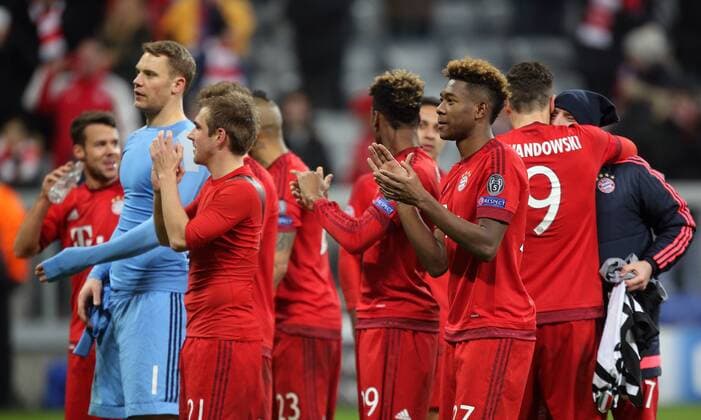 SOCCER - CL, Bayern vs Juventus MUNICH,GERMANY,16.MAR.16 - SOCCER - UEFA Champions League, Round of 16, FC Bayern Muenchen vs Juventus Turin. Image shows the rejoicing of FC Bayern Muenchen. GEPAxpictures xThomasxBachun