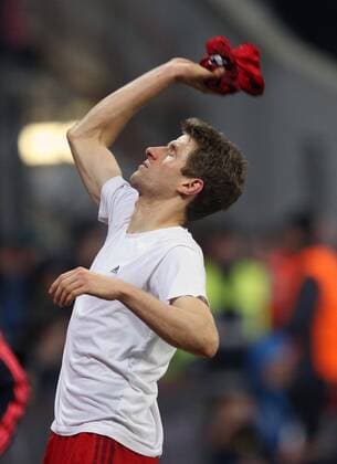 SOCCER - CL, Bayern vs Juventus MUNICH,GERMANY,16.MAR.16 - SOCCER - UEFA Champions League, Round of 16, FC Bayern Muenchen vs Juventus Turin. Image shows the rejoicing of Thomas Mueller (Bayern). GEPAxpictures xThomasxBachun