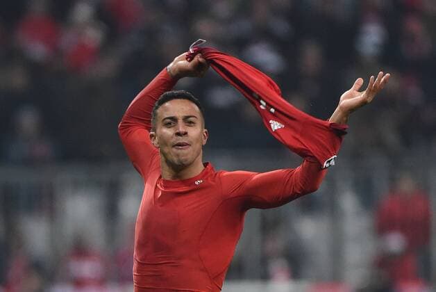 16.03.2016, xjhx, Fussball Champions League, FC Bayern Muenchen - Juventus Turin, emspor, v.l. Thiago Alcantara (FC Bayern Muenchen) Torjubel, Goal celebration, celebrate the goal zum 3:2