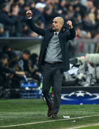 FUSSBALL CHAMPIONS LEAGUE SAISON 2015 2016 ACHTELFINALE RUECKSPIEL FC Bayern Muenchen - Juventus Turin 16.03.2016 Trainer Pep Guardiola (FC Bayern Muenchen) jubelt nach dem Abpfiff 