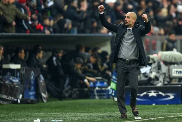 FUSSBALL CHAMPIONS LEAGUE SAISON 2015 2016 ACHTELFINALE RUECKSPIEL FC Bayern Muenchen - Juventus Turin 16.03.2016 Trainer Pep Guardiola (FC Bayern Muenchen) jubelt nach dem Abpfiff 