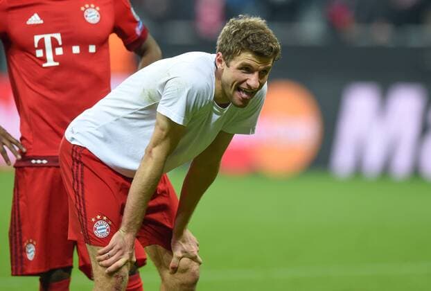 FUSSBALL CHAMPIONS LEAGUE SAISON 2015 2016 ACHTELFINALE RUECKSPIEL FC Bayern Muenchen - Juventus Turin 16.03.2016 Thomas Mueller (FC Bayern Muenchen) freut sich nach dem Abpfiff 