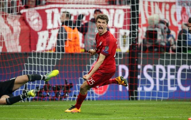 München, Fussball, Herren, UEFA Champions League, Saison 2015 2016, Achtelfinale FC Bayern München - Juventus Turin, 16.03.2016, Allianzarena München, Thomas Müller, FC Bayern München , jubel
