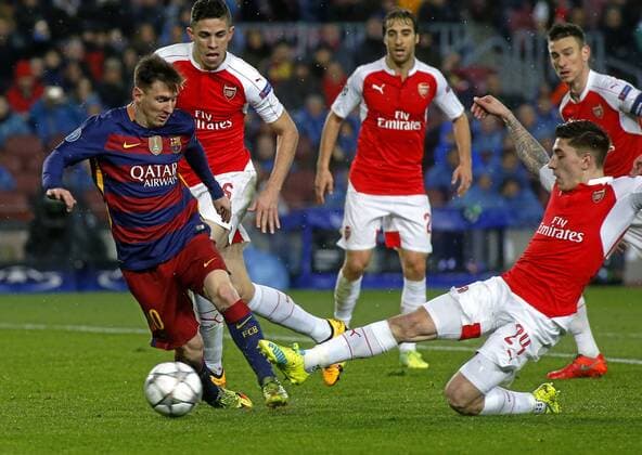Messi, Bellerin. Second leg match played between FC Barcelona and Arsenal London. In this picture, Messi and Bellerin. xFRANCESCxADELANTADOx 