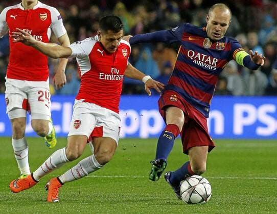 Alexis, Iniesta. Second leg match played between FC Barcelona and Arsenal London. In this picture, Alexis and Iniesta. xFRANCESCxADELANTADOx 