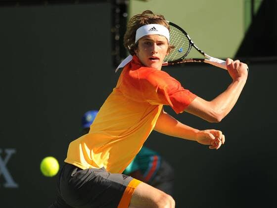 16 March 2016: Alexander Zverev (GER) in action during his loss to Rafael Nadal (ESP) in the men s singles at the BNP Paribas Open played at the Indian Wells Tennis Garden, Indian Wells, CA (Photo by Cynthia Lum Icon Sportswire) TENNIS: MAR 16 BNP Paribas Open Icon250031616026 EDITORIAL USE ONLY