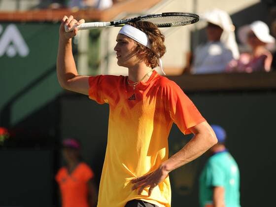 16 March 2016: Alexander Zverev (GER) in action during his loss to Rafael Nadal (ESP) in the men s singles at the BNP Paribas Open played at the Indian Wells Tennis Garden, Indian Wells, CA (Photo by Cynthia Lum Icon Sportswire) TENNIS: MAR 16 BNP Paribas Open Icon250031616029 EDITORIAL USE ONLY