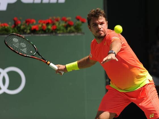16 March 2016: Stan Stanislas Wawrinka (SUI) in action during his singles match against David Goffin (BEL) at the BNP Paribas Open played at the Indian Wells Tennis Garden, Indian Wells, CA (Photo by Cynthia Lum Icon Sportswire) TENNIS: MAR 16 BNP Paribas Open Icon250031616235 EDITORIAL USE ONLY