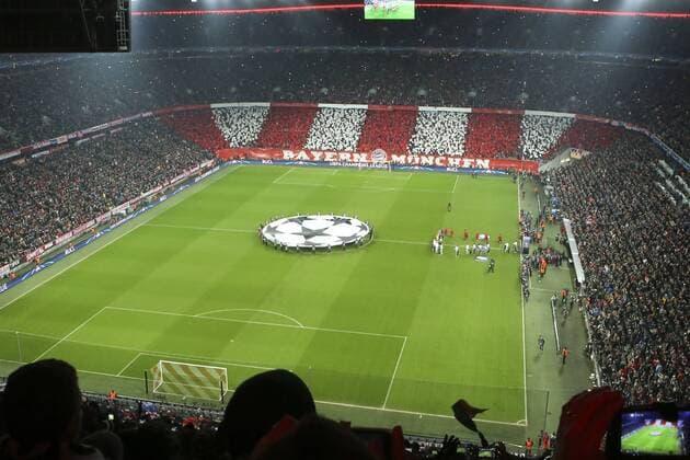 16.03.2016, Fussball Championsleague 2015 2016, Achtelfinale Rückspiel, FC Bayern München - Juventus Turin, in der Allianzarena München. Fanchoreografie der Bayernfans. 