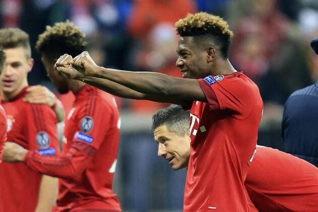 16.03.2016, Fussball Championsleague 2015 2016, Achtelfinale Rückspiel, FC Bayern München - Juventus Turin, in der Allianzarena München. David Alaba (FC Bayern München) jubelt 