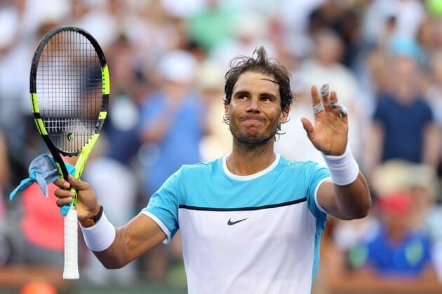 March 16, 2016: Rafael Nadal of Spain reacts to winning his match against Alexander Zverev of Germany during the 2016 BNP Paribas Open at Indian Wells Tennis Garden in Indian Wells, California. TENNIS 2016: BNP Paribas Open MAR 16 - ZUMAcb8_