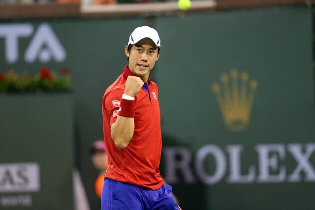 March 16, 2016: Kei Nishikori of Japan reacts to winning a point against John Isner during the 2016 BNP Paribas Open at Indian Wells Tennis Garden in Indian Wells, California. TENNIS 2016: BNP Paribas Open MAR 16 - ZUMAcb8_
