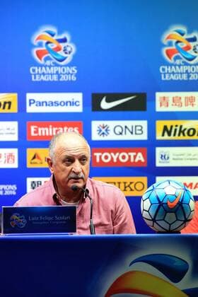 GUANGZHOU, CHINA - MARCH 16: (CHINA OUT) Luiz Felipe Scolari, head coach of Guangzhou Evergrande, attends a press conference PK Pressekonferenz after the AFC Champions League Group H match between Guangzhou Evergrande and Urawa Red Diamonds on March 16, 2016 in Guangzhou, China.  CFP481257674 