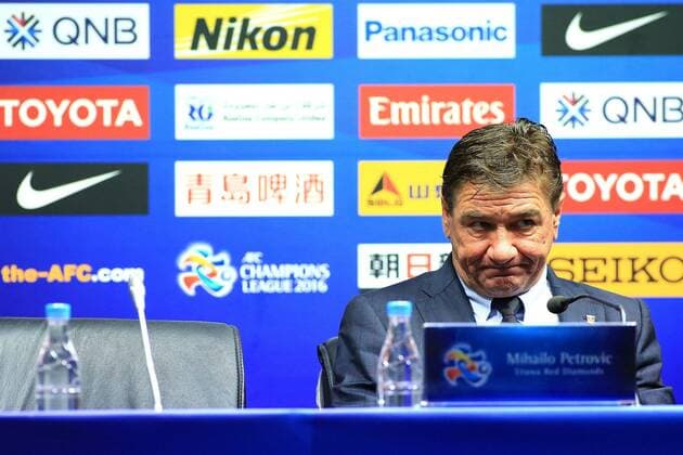 GUANGZHOU, CHINA - MARCH 16: (CHINA OUT) Mihailo Petrovic, head coach of Urawa Red Diamonds, attends a press conference PK Pressekonferenz after the AFC Champions League Group H match between Guangzhou Evergrande and Urawa Red Diamonds on March 16, 2016 in Guangzhou, China.  CFP481257681 