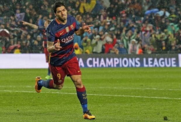 March 16, 2016 - Barcelona, Catalonia, Spain - BARCELONA -march 16- SPAIN: Luis Suarez celebration during the match between FC Barcelona Barca and Arsenal FC, corresponding to the second legh of the 1 8 final of the Champions League, played at the Camp Nou Stadium, on march 16, 2016. Uefa Champions League Round of 16: Barcelona vs Arsenal  - ZUMAn230