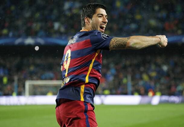 March 16, 2016 - Barcelona, Catalonia, Spain - BARCELONA -march 16- SPAIN: Luis Suarez goal celebration during the match between FC Barcelona Barca and Arsenal FC, corresponding to the second legh of the 1 8 final of the Champions League, played at the Camp Nou Stadium, on march 16, 2016. Uefa Champions League Round of 16: Barcelona vs Arsenal  - ZUMAn230