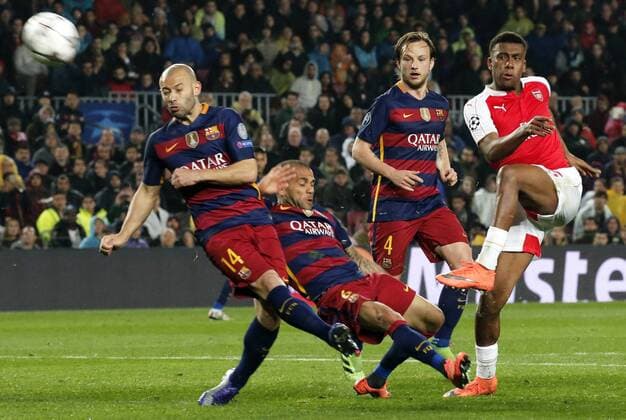 March 16, 2016 - Barcelona, Catalonia, Spain - BARCELONA -march 16- SPAIN: Alex Iwobi during the match between FC Barcelona Barca and Arsenal FC, corresponding to the second legh of the 1 8 final of the Champions League, played at the Camp Nou Stadium, on march 16, 2016. Uefa Champions League Round of 16: Barcelona vs Arsenal  - ZUMAn230