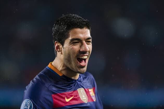 SPAIN - 16th Mar: Luis Suarez celebrates scoring the goal during the UEFA Champions League round of 16, second Leg match between FC Barcelona Barca - Arsenal FC, played at Camp Nou Stadium on 16th Mar 2016 in Barcelona, Spain. (Credit: Mikel Trigueros Urbanandsport Cordon Press)  xMikelxTriguerosx xSPAINx-xFCxBarcelonax-xArsenalxFCx-xChampionsxLeaguex-x2015 16x