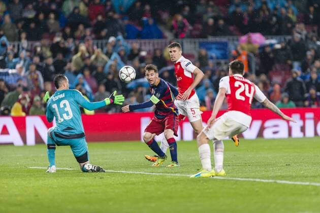 SPAIN - 16th Mar: Lionel Messi goal action during the UEFA Champions League round of 16, second Leg match between FC Barcelona Barca - Arsenal FC, played at Camp Nou Stadium on 16th Mar 2016 in Barcelona, Spain. (Credit: Mikel Trigueros Urbanandsport Cordon Press)  xMikelxTriguerosx xSPAINx-xFCxBarcelonax-xArsenalxFCx-xChampionsxLeaguex-x2015 16x