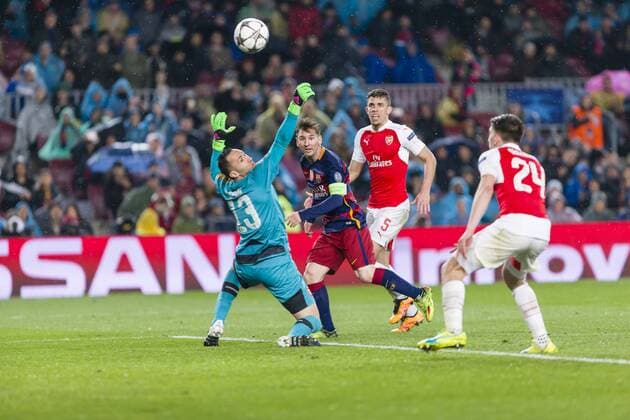 SPAIN - 16th Mar: Lionel Messi goal action during the UEFA Champions League round of 16, second Leg match between FC Barcelona Barca - Arsenal FC, played at Camp Nou Stadium on 16th Mar 2016 in Barcelona, Spain. (Credit: Mikel Trigueros Urbanandsport Cordon Press)  xMikelxTriguerosx xSPAINx-xFCxBarcelonax-xArsenalxFCx-xChampionsxLeaguex-x2015 16x