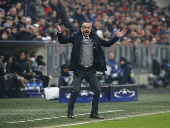 Trainer Josep Pep Guardiola (Bayern) lautstark wütend an der Aussenlinie . FC Bayern München-Juventus Turin . München, GER, 16.03.2016, Achtelfinale Rückspiel, Fussball-Champions League 2015-2016 .