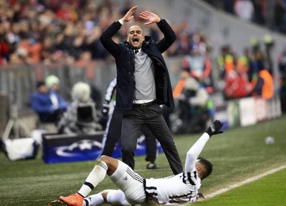 16.03.2016, Fussball Championsleague 2015 2016, Achtelfinale Rückspiel, FC Bayern München - Juventus Turin, in der Allianzarena München. Trainer Pep Guardiola (FC Bayern München) in Rage. 