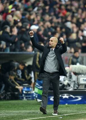 FUSSBALL CHAMPIONS LEAGUE SAISON 2015 2016 ACHTELFINAL RUECKSPIEL FC Bayern Muenchen - Juventus Turin 16.03.2016 Schlussjubel Trainer Pep Guardiola (FC Bayern Muenchen) 