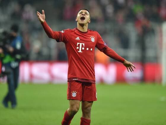 16.03.2016, Fussball, Saison 2015 2016, Champions League, Achtelfinale, FC Bayern Muenchen - Juventus Turin 4:2 n.V., Jubel Thiago Alcantara (Bayern Muenchen)