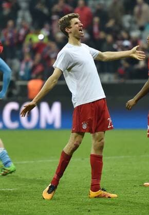 16.03.2016, Fussball, Saison 2015 2016, Champions League, Achtelfinale, FC Bayern Muenchen - Juventus Turin 4:2 n.V., Jubel Thomas Mueller, Thomas Müller (Bayern Muenchen)