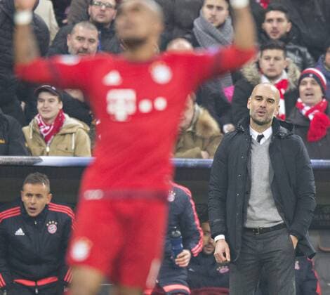 München, 16.03.2016, Allianz Arena Trainer Josep Pep Guardiola (FCB) enttäuscht FC Bayern München vs. Juventus Turin mm