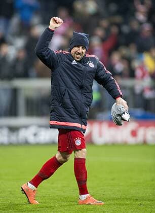 Franck Ribery (Bayern) in Siegerpose 17.03.2016, München, Bayern München vs. Juventus Turin Â