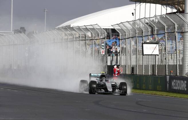 Bilder vom Tatort in San Bernardino Motorsports: FIA Formula One World Championship WM Weltmeisterschaft 2016, Grand Prix of Australia, 6 Nico Rosberg (GER, Mercedes AMG Petronas Formula One Team), xHOCHxZWEIx