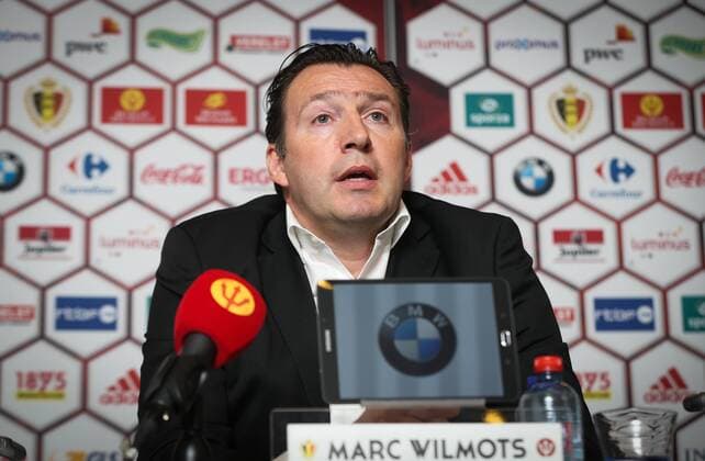 Belgium s head coach Marc Wilmots pictured during a press conference PK Pressekonferenz of Belgian national soccer team Red Devils head coach, Friday 18 March 2016, at the headquarters of the federation KBVB-URBSFA, in Brussels. Red Devils will play a friendly game against Portugal on 29 March, a preparation for upcoming Euro2016. VIRGINIExLEFOUR  x04814332x
