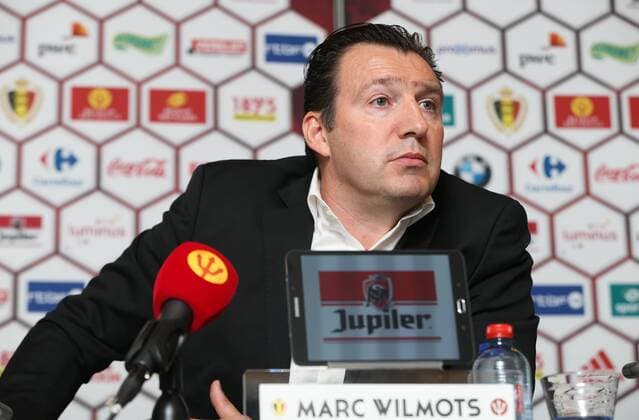 Belgium s head coach Marc Wilmots pictured during a press conference PK Pressekonferenz of Belgian national soccer team Red Devils head coach, Friday 18 March 2016, at the headquarters of the federation KBVB-URBSFA, in Brussels. Red Devils will play a friendly game against Portugal on 29 March, a preparation for upcoming Euro2016. VIRGINIExLEFOUR  x04814333x