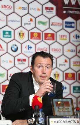 Belgium s head coach Marc Wilmots pictured during a press conference PK Pressekonferenz of Belgian national soccer team Red Devils head coach, Friday 18 March 2016, at the headquarters of the federation KBVB-URBSFA, in Brussels. Red Devils will play a friendly game against Portugal on 29 March, a preparation for upcoming Euro2016. VIRGINIExLEFOUR  x04814279x